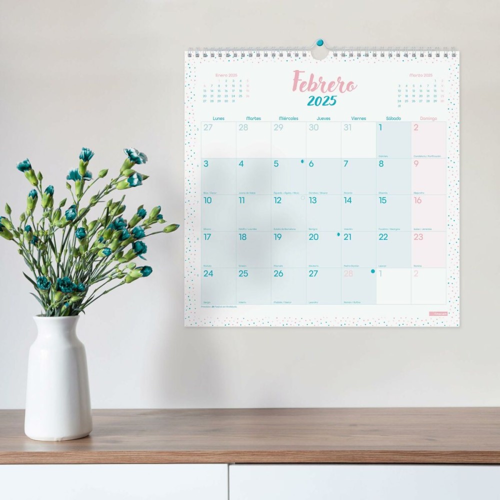 calendrier mural Finocam CHIC Turquoise Papier 2025 30 x 30 cm