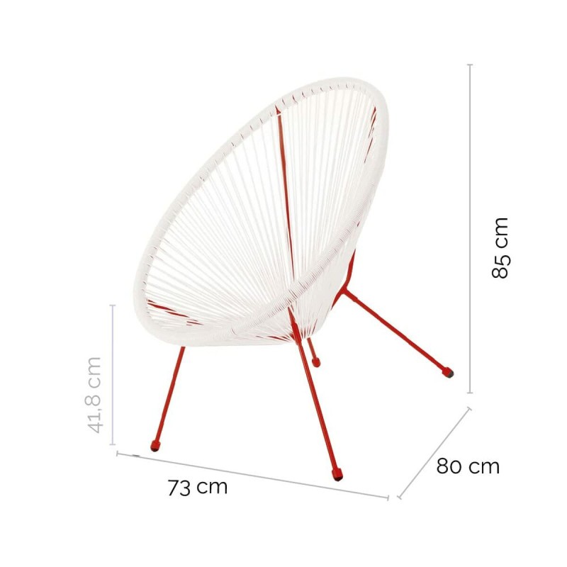 Chaise de jardin Acapulco 73 x 80 x 85 cm Rouge Blanc Rotin