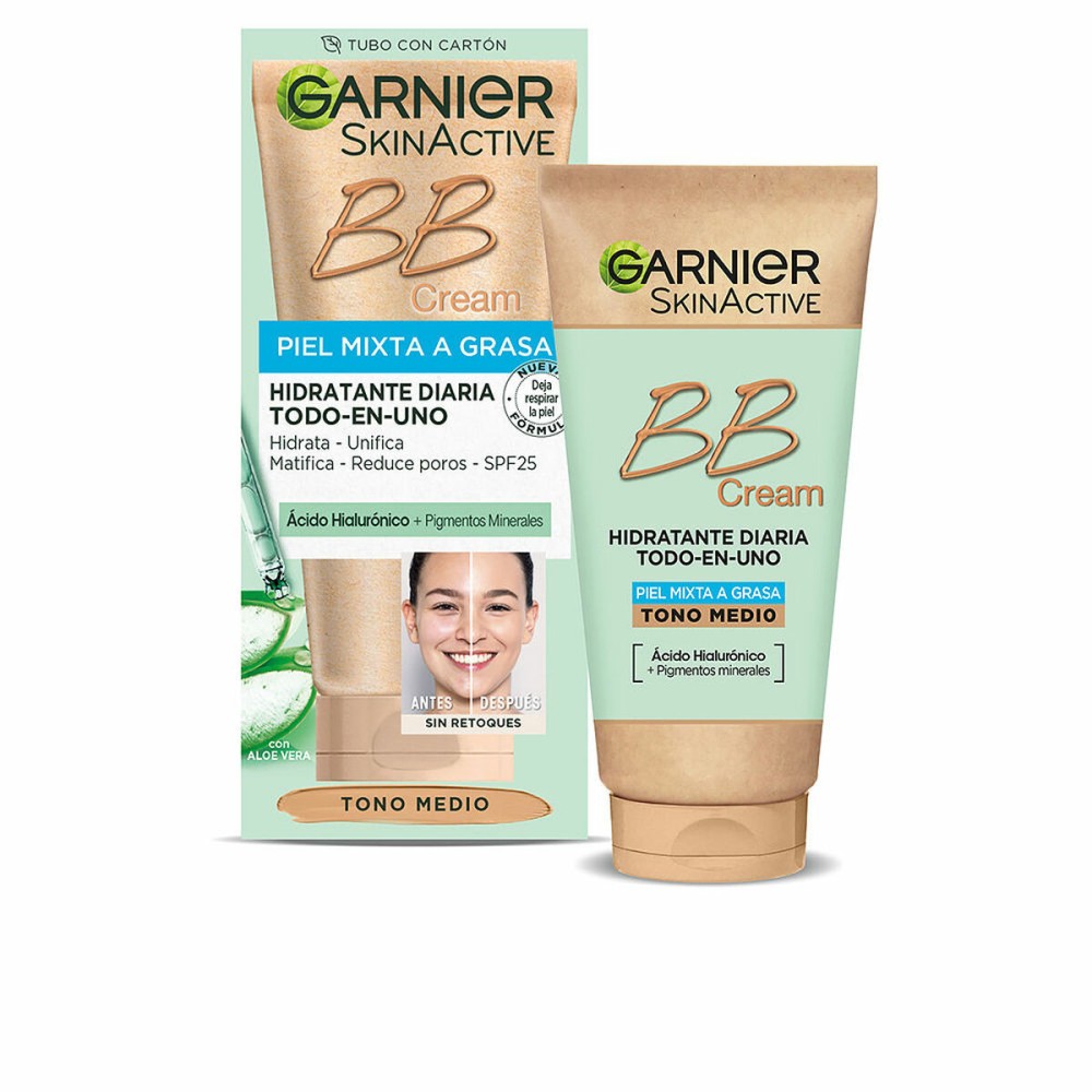 Feuchtigkeitscreme mit Farbe Garnier Skinactive Bb Cream Mischhaut Fettige haut Medium 50 ml Spf 25