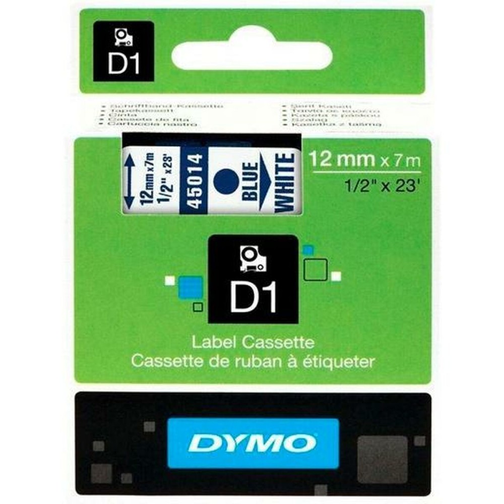 Ruban Laminé pour Etiqueteuses Dymo D1 45014 12 mm LabelManager™ Blanc Bleu Noir (5 Unités)