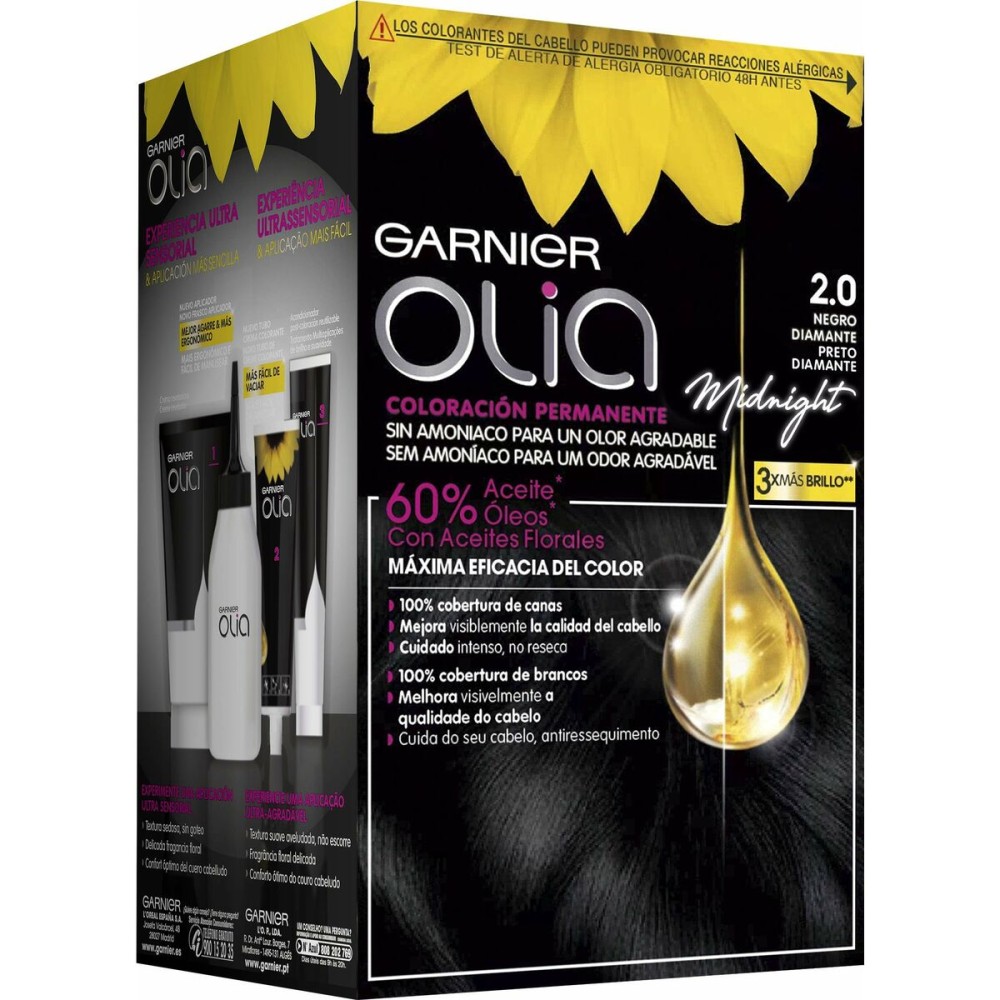 Permanent Dye Garnier Olia Ammonia-free Nº 2.0 Black Diamond