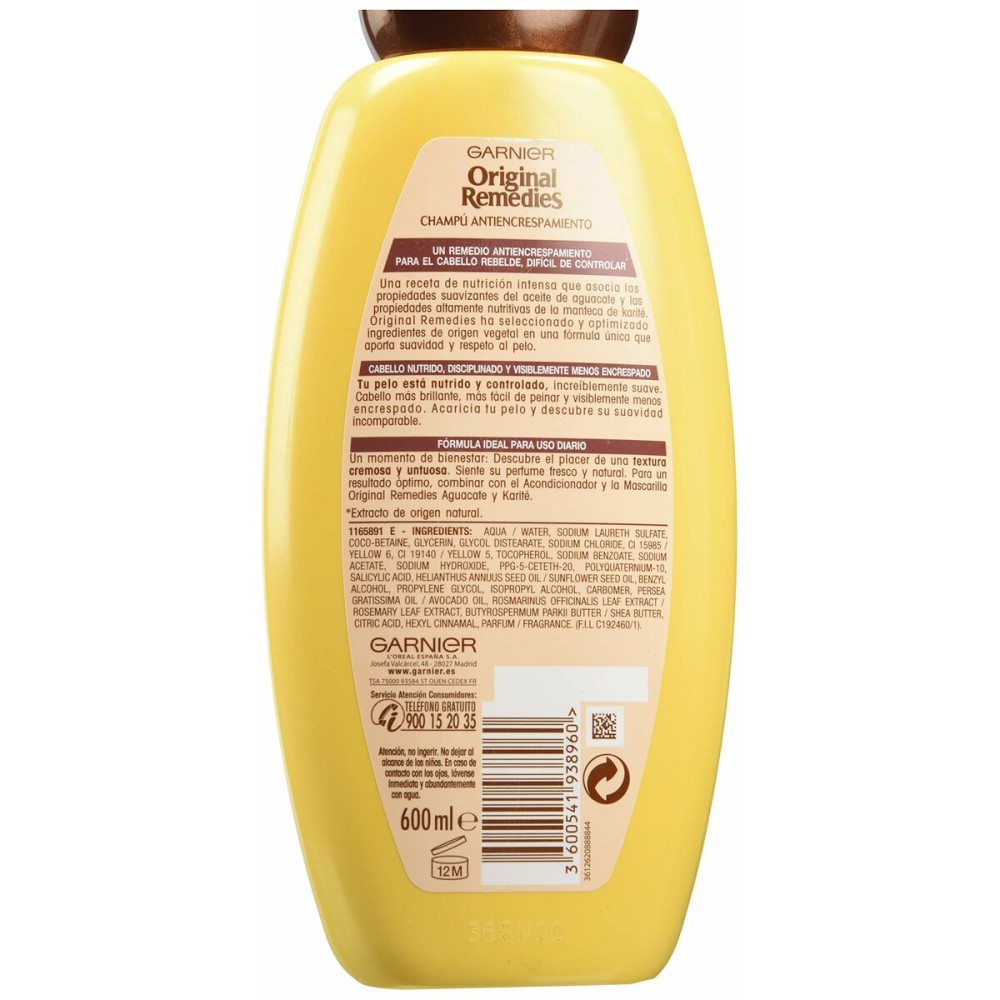 Shampoing Anti Frisottis Garnier Original Remedies Avocat Karité 600 ml