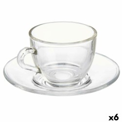 Tasse avec sous-tasse Vivalto S12212/BHA Transparent verre 85 ml (6 Unités)