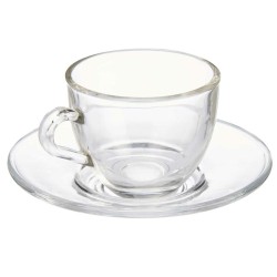 Tasse avec sous-tasse Transparent verre 85 ml (6 Unités)