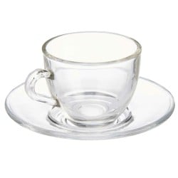 Tasse mit Untertasse Durchsichtig Glas 85 ml (6 Stück)