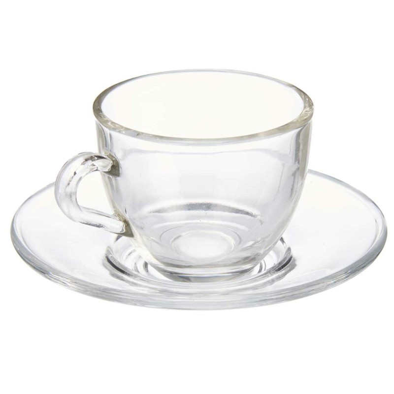 Tasse avec sous-tasse Vivalto S12212/BHA Transparent verre 85 ml (6 Unités)