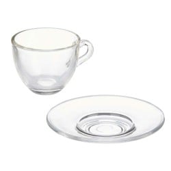 Tasse mit Untertasse Durchsichtig Glas 85 ml (6 Stück)