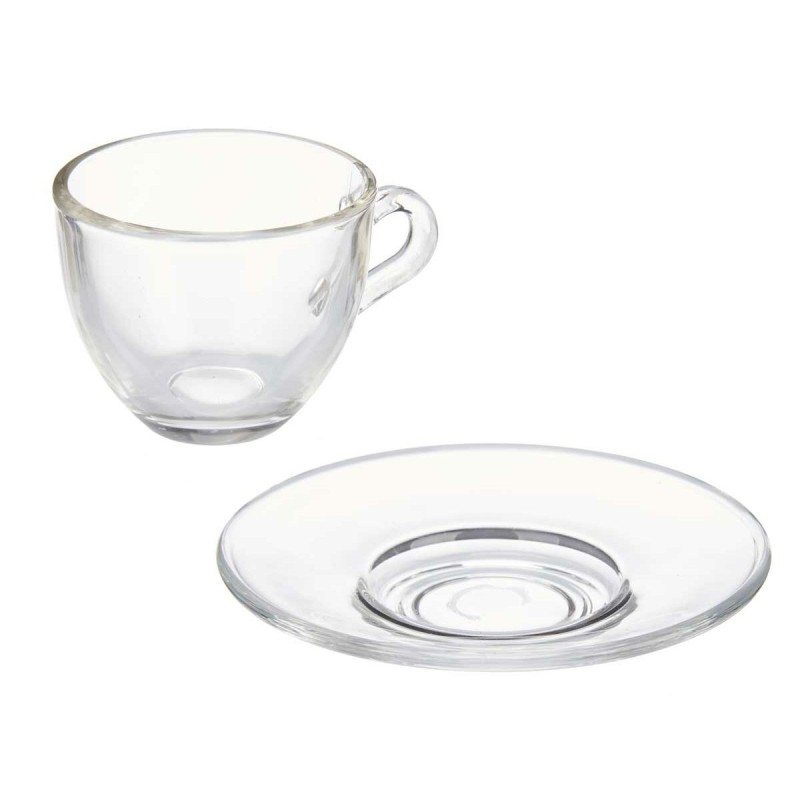 Cup with Plate Vivalto S12212/BHA Transparent Glass 85 ml (6 Units)