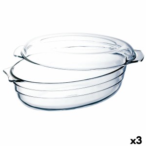 Plat à Gratin Ô Cuisine Ocuisine Vidrio Avec couvercle 3 L 1,1 L Transparent verre 3 Unités