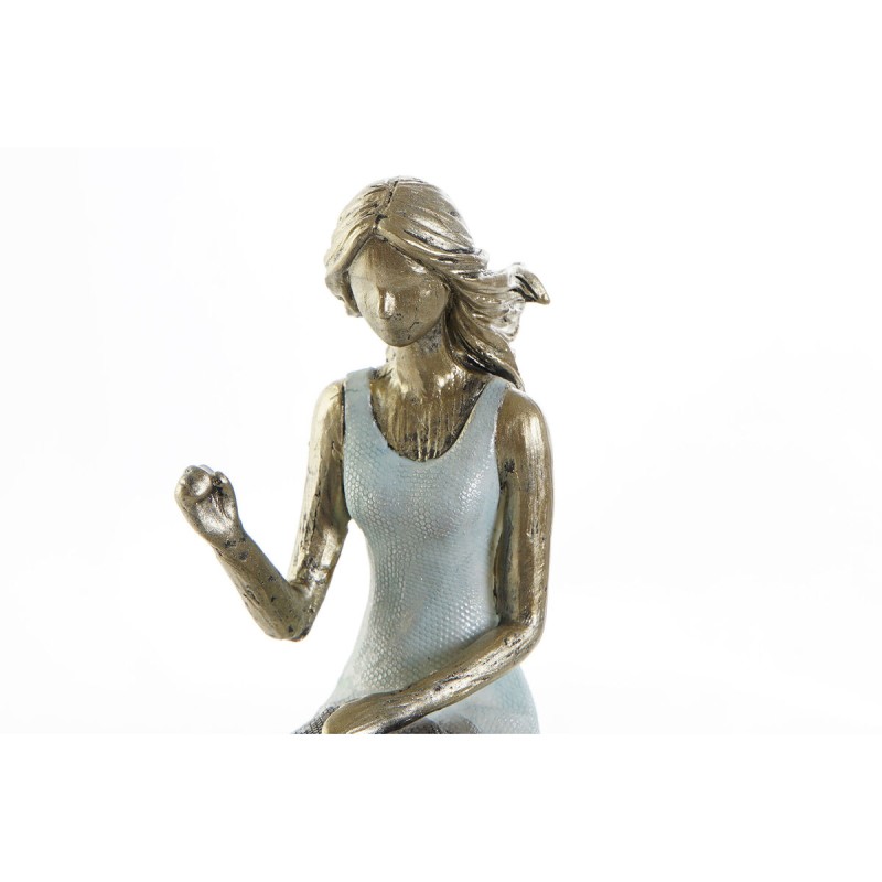 Figurine Décorative DKD Home Decor Bleu Doré Femme 13 x 8,5 x 17,5 cm