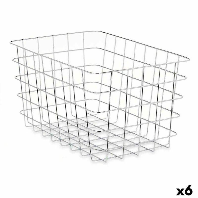 Multi-purpose basket Kinvara W5759K-L CHROME Silver Metal 38 x 21 x 26 cm Rectangular (6 Units)