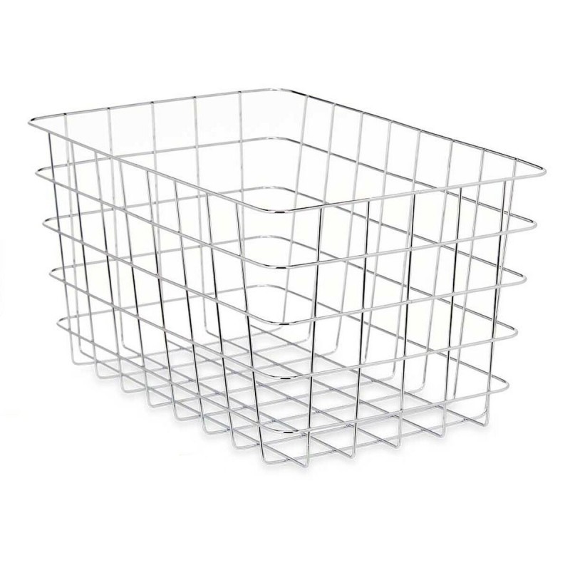 Multi-purpose basket Kinvara W5759K-L CHROME Silver Metal 38 x 21 x 26 cm Rectangular (6 Units)