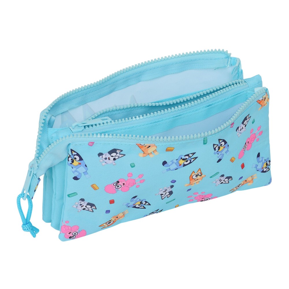 Trousse Fourre-Tout Triple Bluey Bleu ciel 22 x 12 x 3 cm