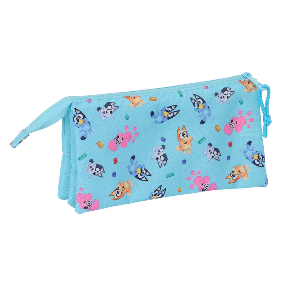 Trousse Fourre-Tout Triple Bluey Bleu ciel 22 x 12 x 3 cm