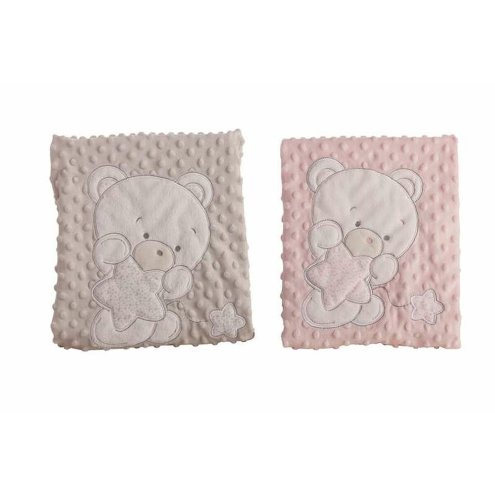 Couverture de bébé Ours Rose Broderie Double