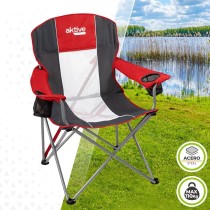 Chaise de camping pliante Aktive Gris foncé Rouge 56 x 98 x 59 cm (4 Unités)