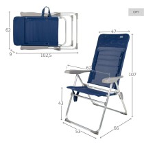 Strandstuhl Aktive Slim Biegsam Marineblau 47 x 107 x 66 cm (4 Stück)