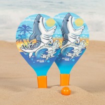 Raquettes de Plage avec Balle Aktive Requin 19,5 x 38 cm (24 Unités)