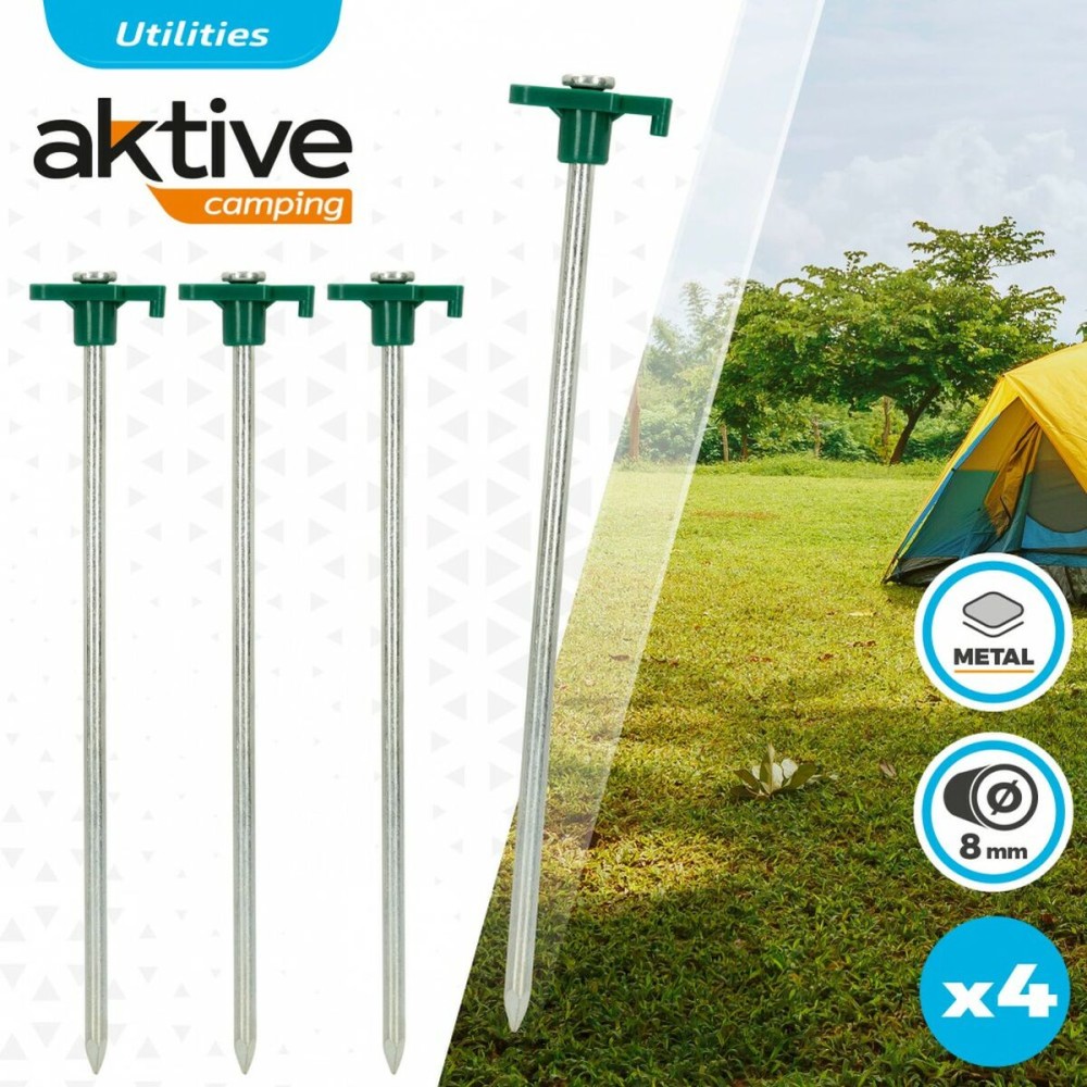 Camping peg Aktive 25 cm 4 Pieces Ø 8 mm (24 Units)