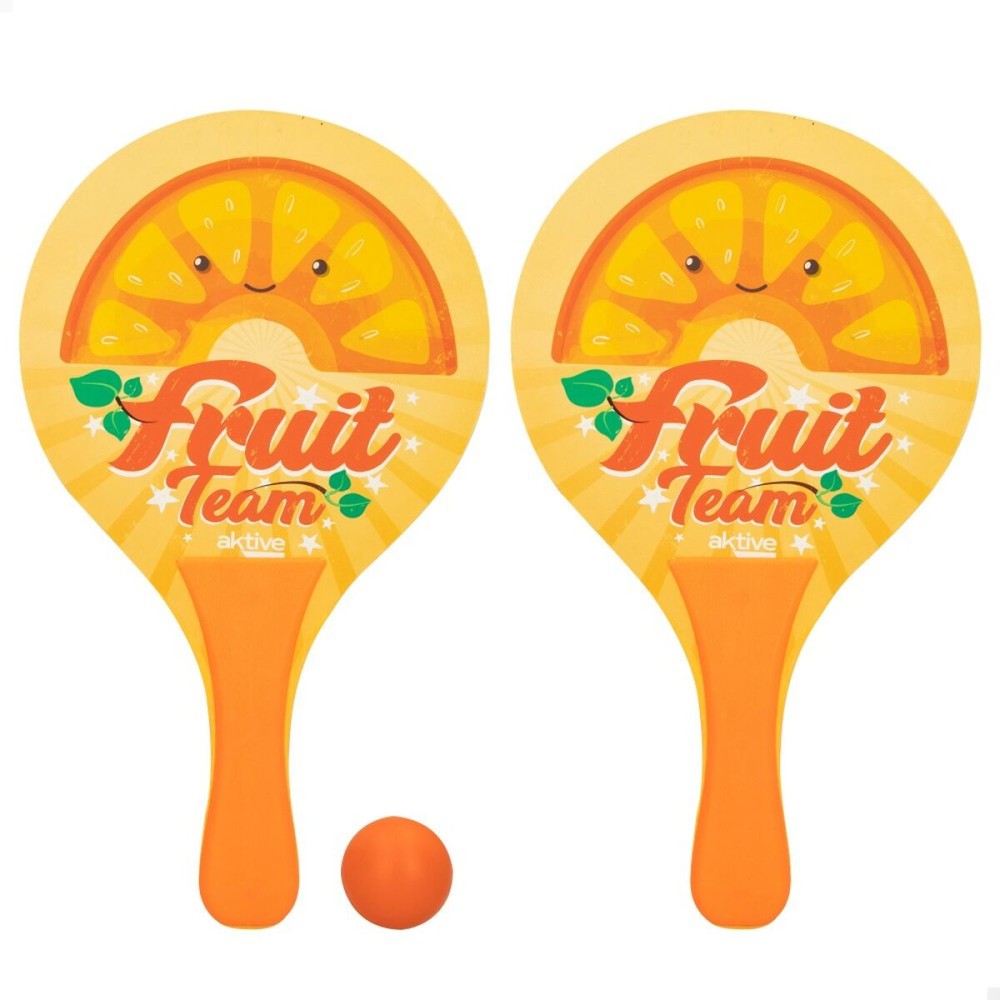 Beach Spades with Ball Aktive Summer Fruits Wood 18,5 x 31,5 cm (24 Units)