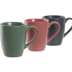 4 Piece Mug Set DKD Home Decor Green Pink Natural Dark grey Stoneware 160 ml 17 x 12 x 39 cm