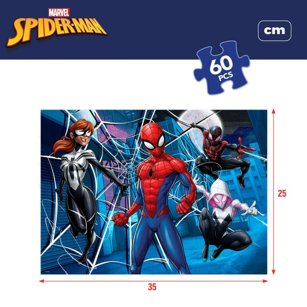 Puzzle Enfant Spider-Man Double face 60 Pièces 70 x 1,5 x 50 cm (6 Unités)