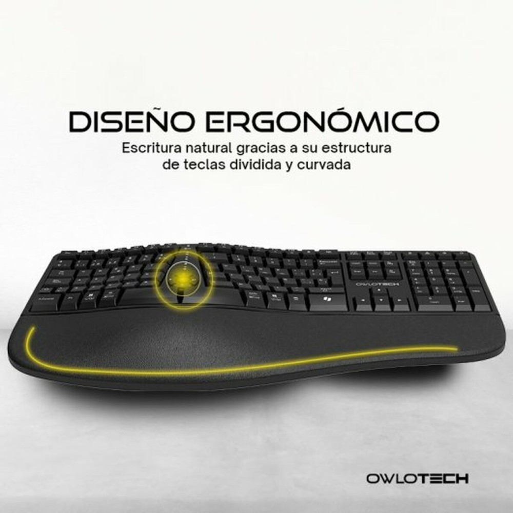 Wireless Keyboard Owlotech EK500 Black Spanish Qwerty