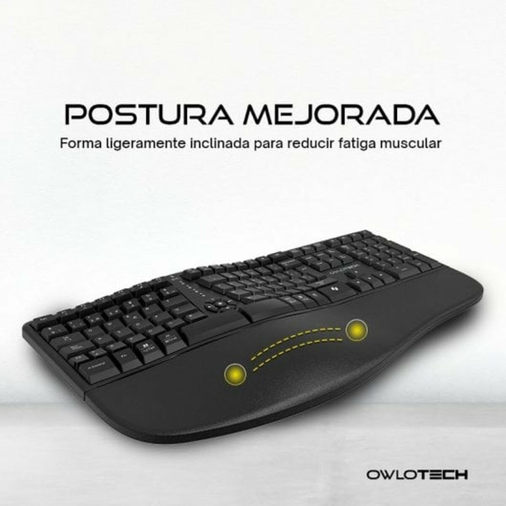 Wireless Keyboard Owlotech EK500 Black Spanish Qwerty