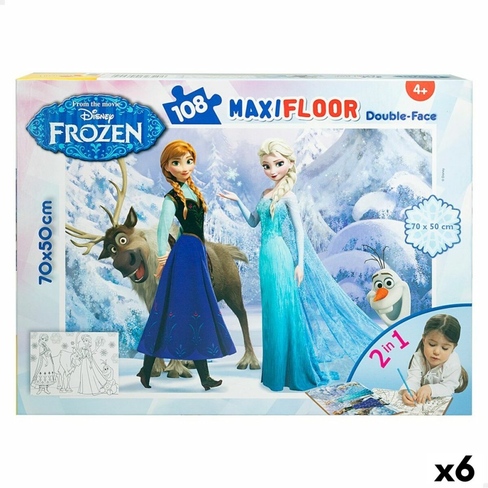 Kinderpuzzle Frozen Beidseitig 108 Stücke 70 x 1,5 x 50 cm (6 Stück)