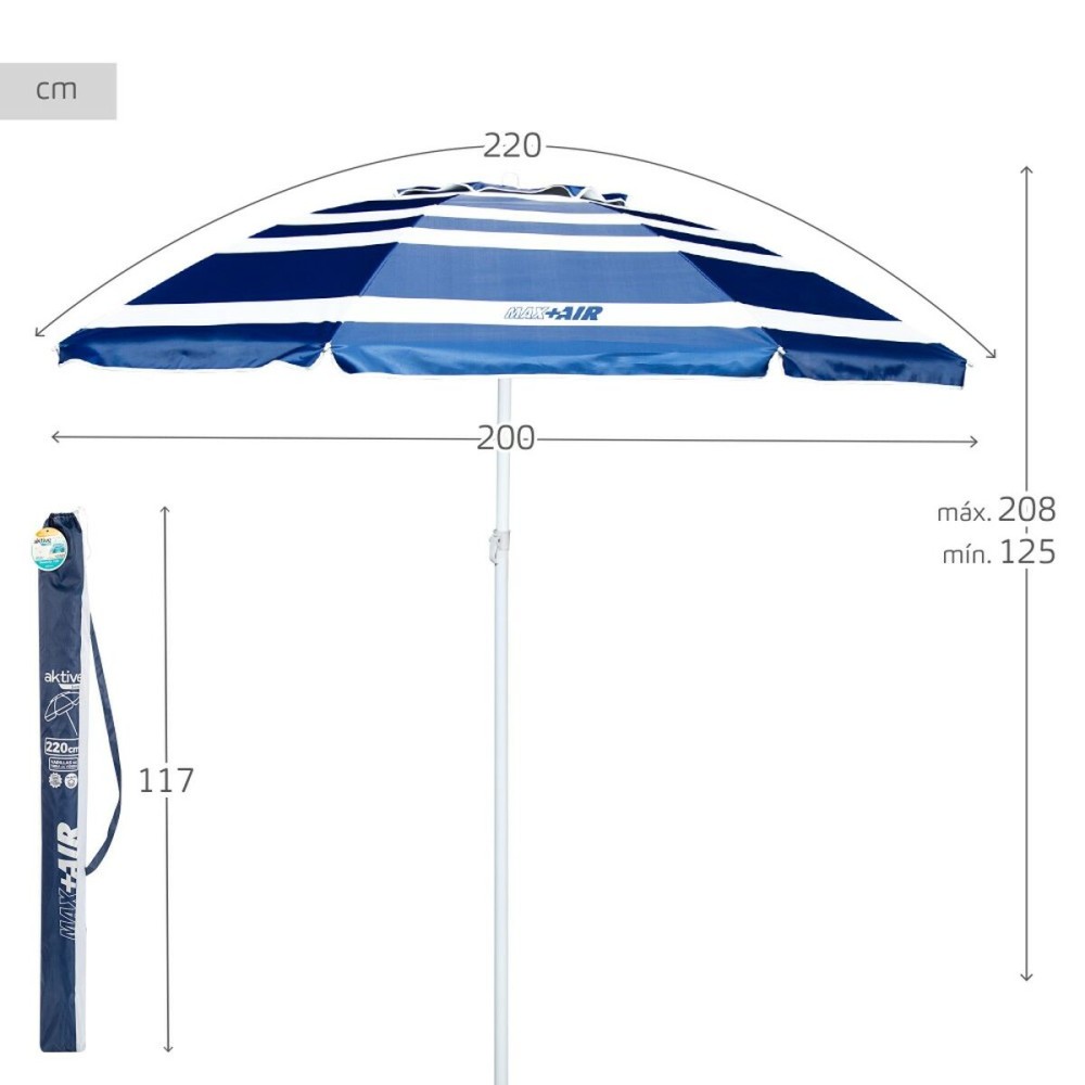 Solskærm Aktive UV50 Ø 220 cm Polyester Aluminium 220 x 214,5 x 220 cm (6 Stück)