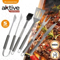 Ustensiles pour barbecues Aktive Silicone Acier inoxydable 12 Unités 7,5 x 35 x 1,9 cm (5 Pièces)