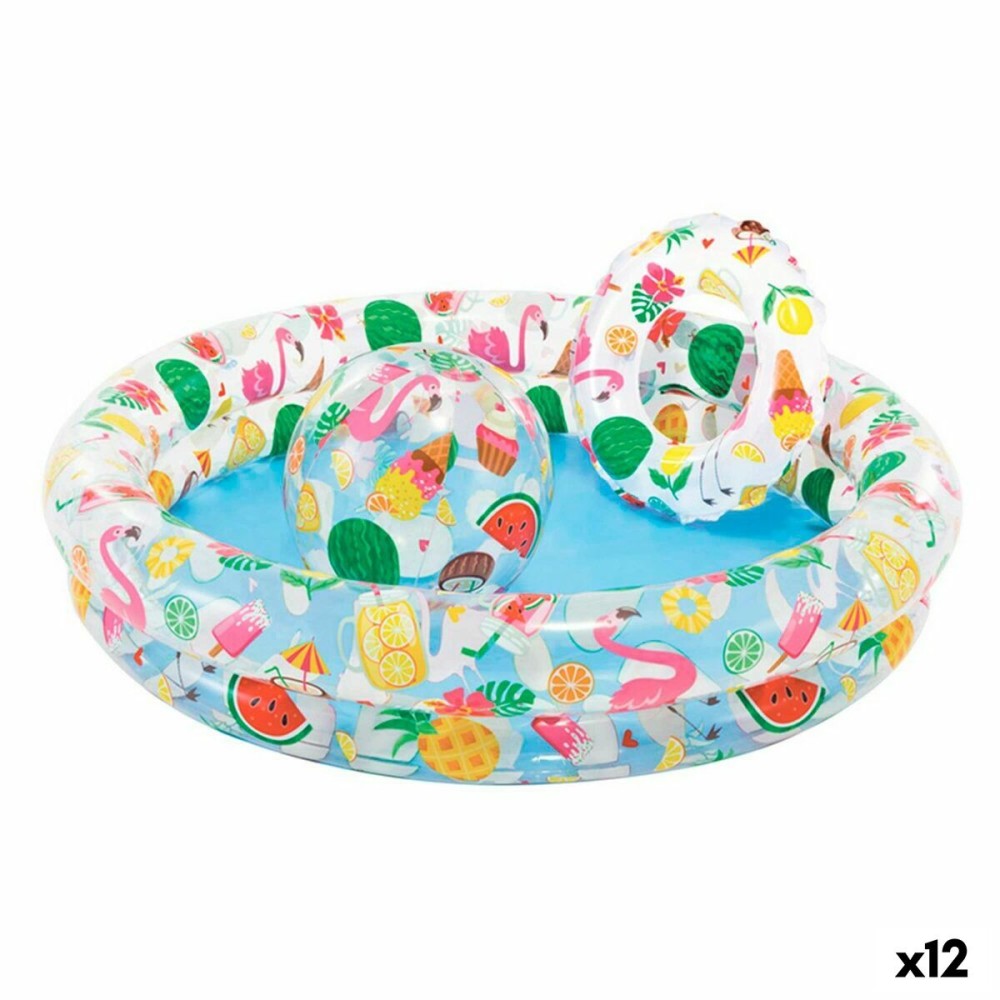 Inflatable Paddling Pool for Children Intex Tropical Rings 150 l 122 x 25 cm (12 Units)