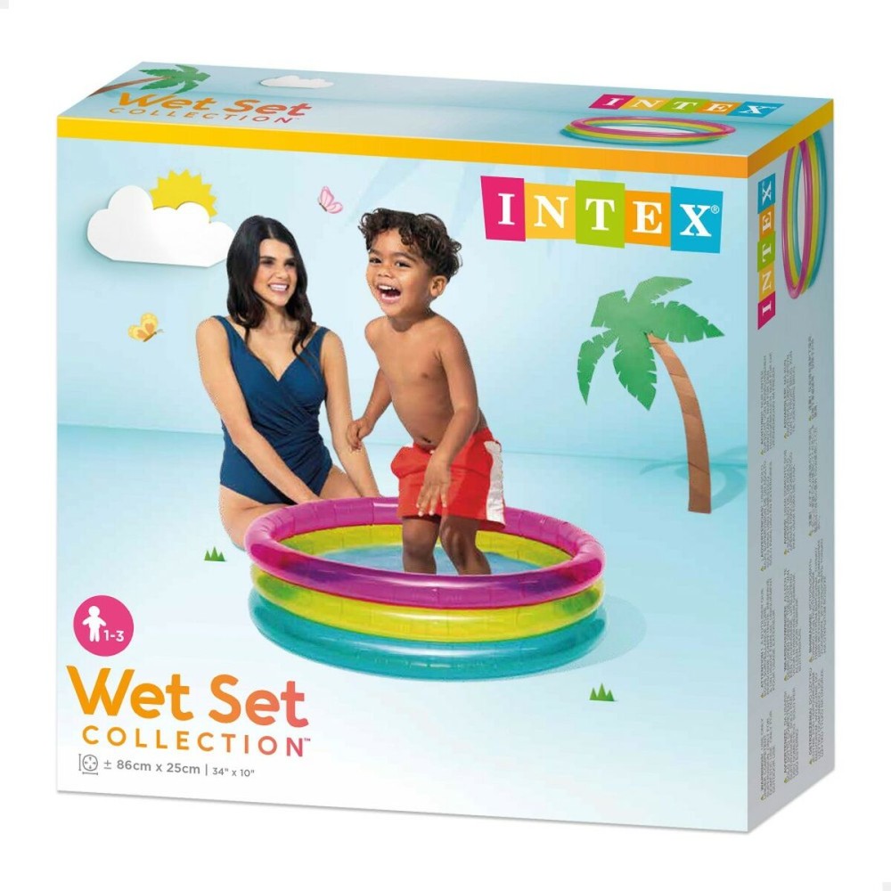 Inflatable Paddling Pool for Children Intex Rainbow Rings 63 L 86 x 25 x 86 cm (12 Units)