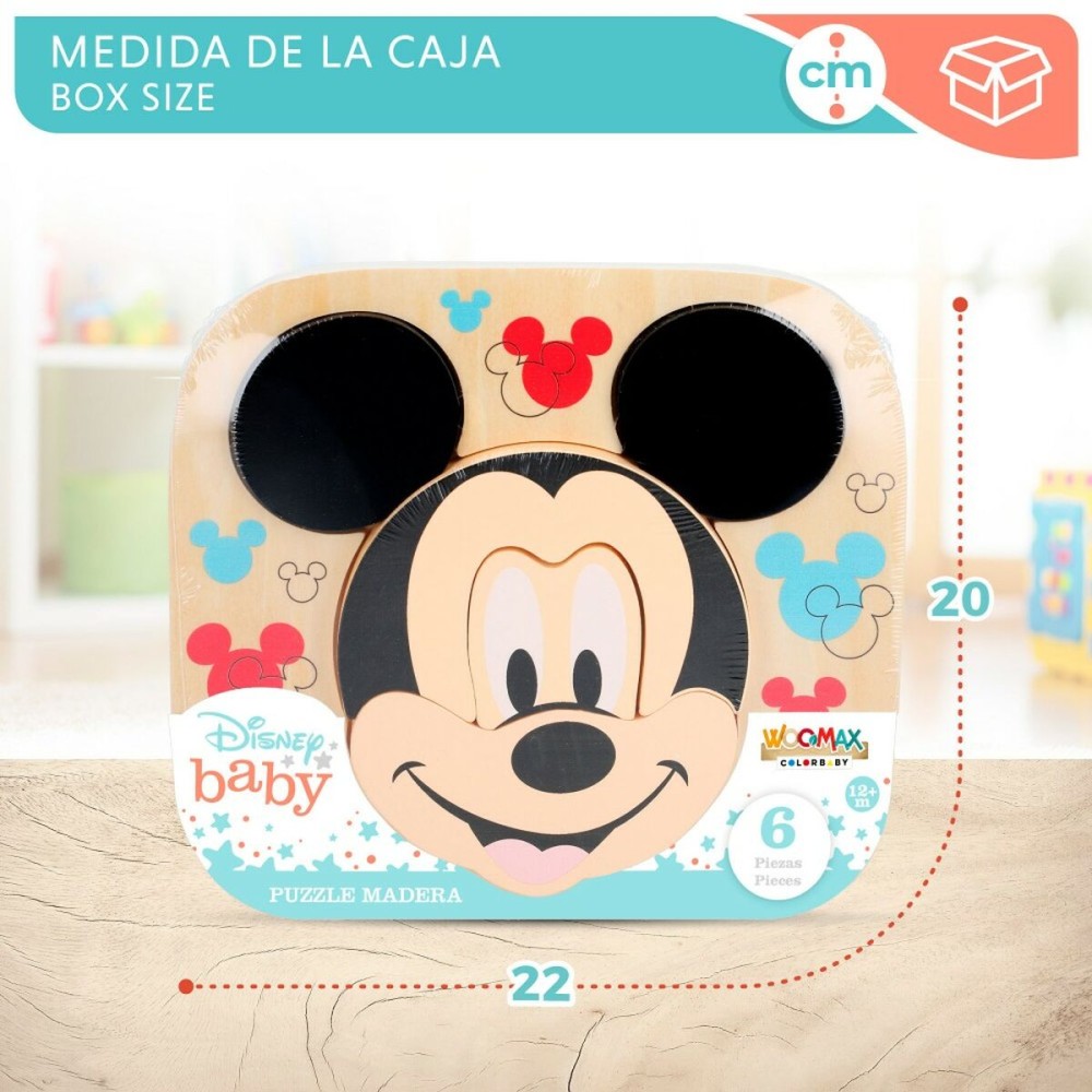 Puzzle enfant en bois Disney Mickey Mouse + 12 Mois 6 Pièces (12 Unités)