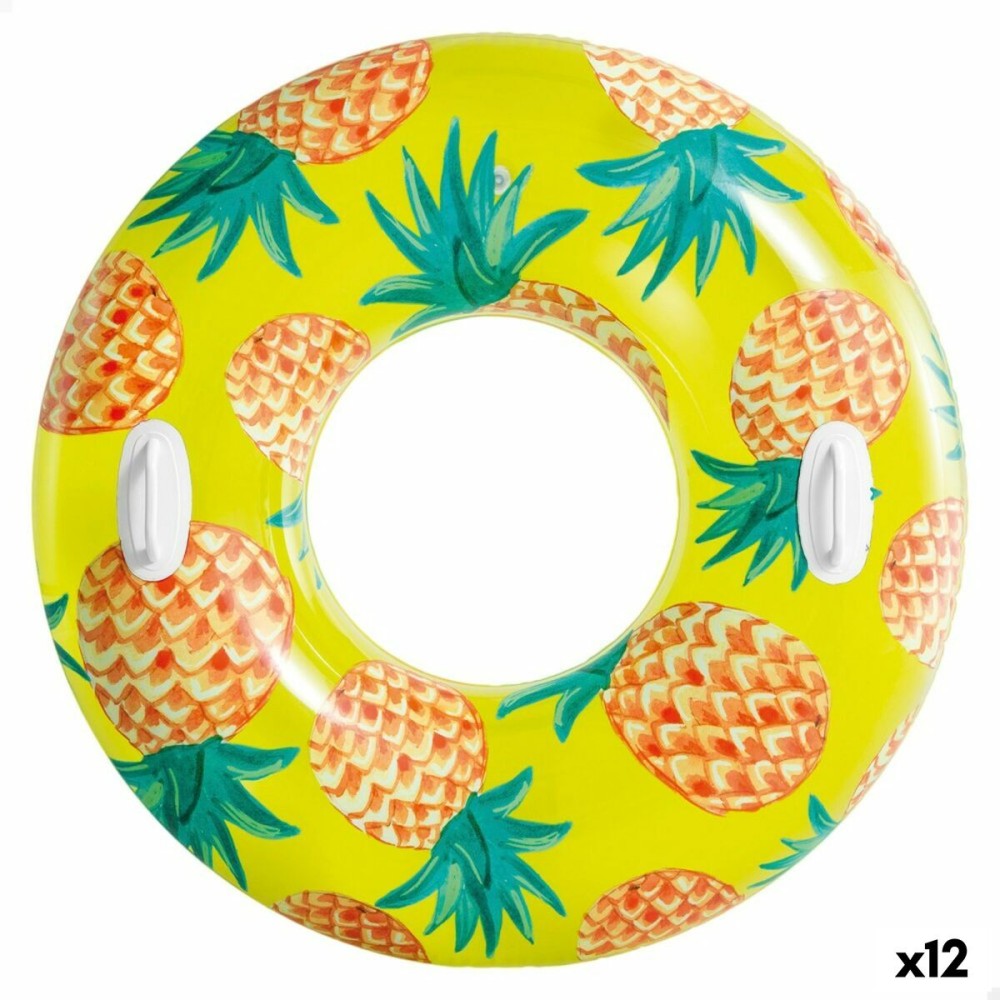 Inflatable Floating Doughnut Intex Tropical Fruits Ø 107 cm (12 Units)