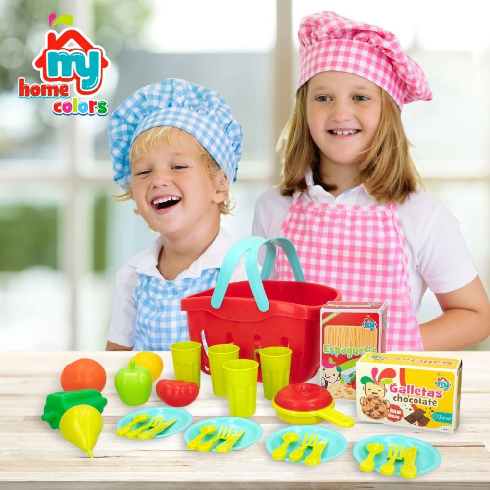 Set de jouets alimentaires Colorbaby Linge et ustensiles de cuisine 33 Pièces (12 Unités)