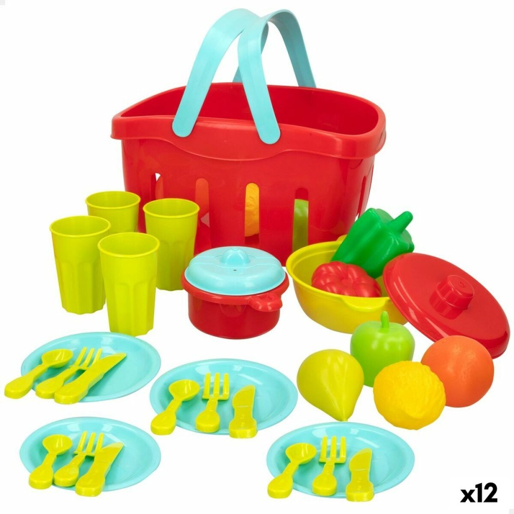 Kit aus Spielzeuglebensmittel Colorbaby Geschirr und Küchenutensilien 36 Stücke (12 Stück)