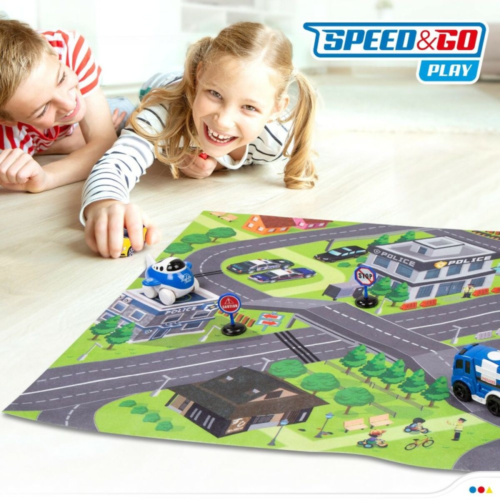 Spielmatte Speed & Go Zubehör Fahrzeuge Straße Stoff Kunststoff (6 Stück)