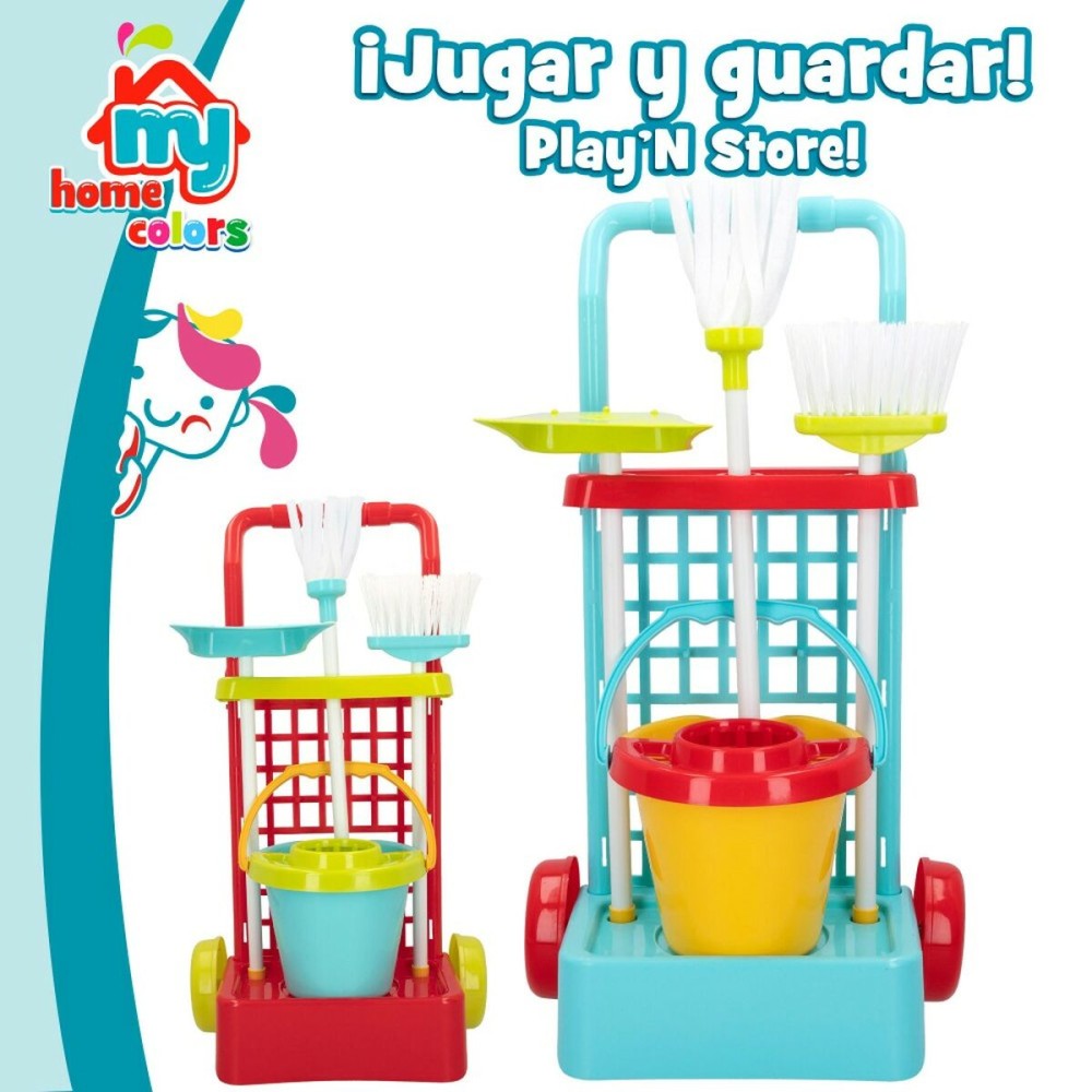 Cleaning Trolley with Accessories Colorbaby Toy 5 Pieces 30,5 x 55,5 x 19,5 cm (12 Units)