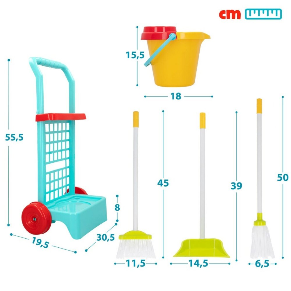 Cleaning Trolley with Accessories Colorbaby Toy 5 Pieces 30,5 x 55,5 x 19,5 cm (12 Units)