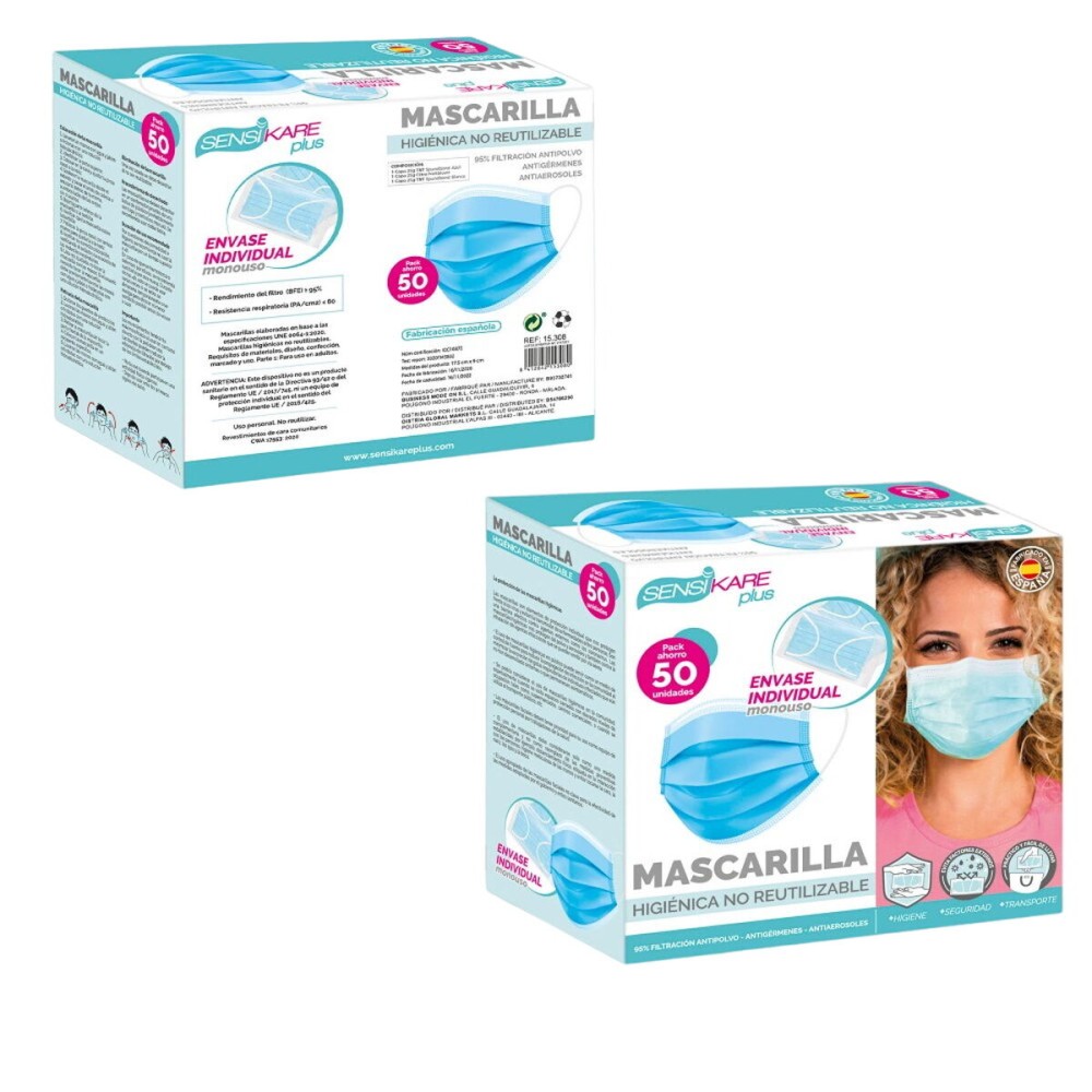 Schachtel mit Hygienemasken SensiKare 50 Stücke (12 Stück)