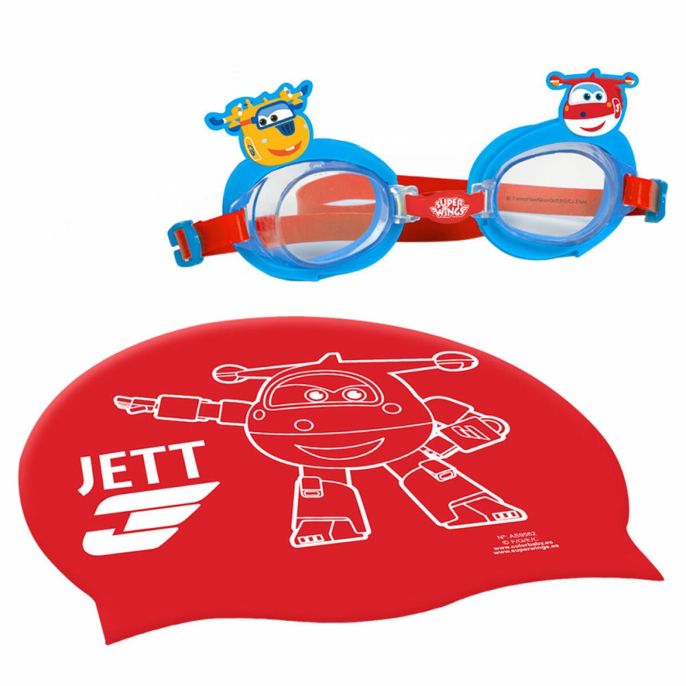 Bademütze und Schwimmbrille Super Wings Für Kinder (12 Stück)