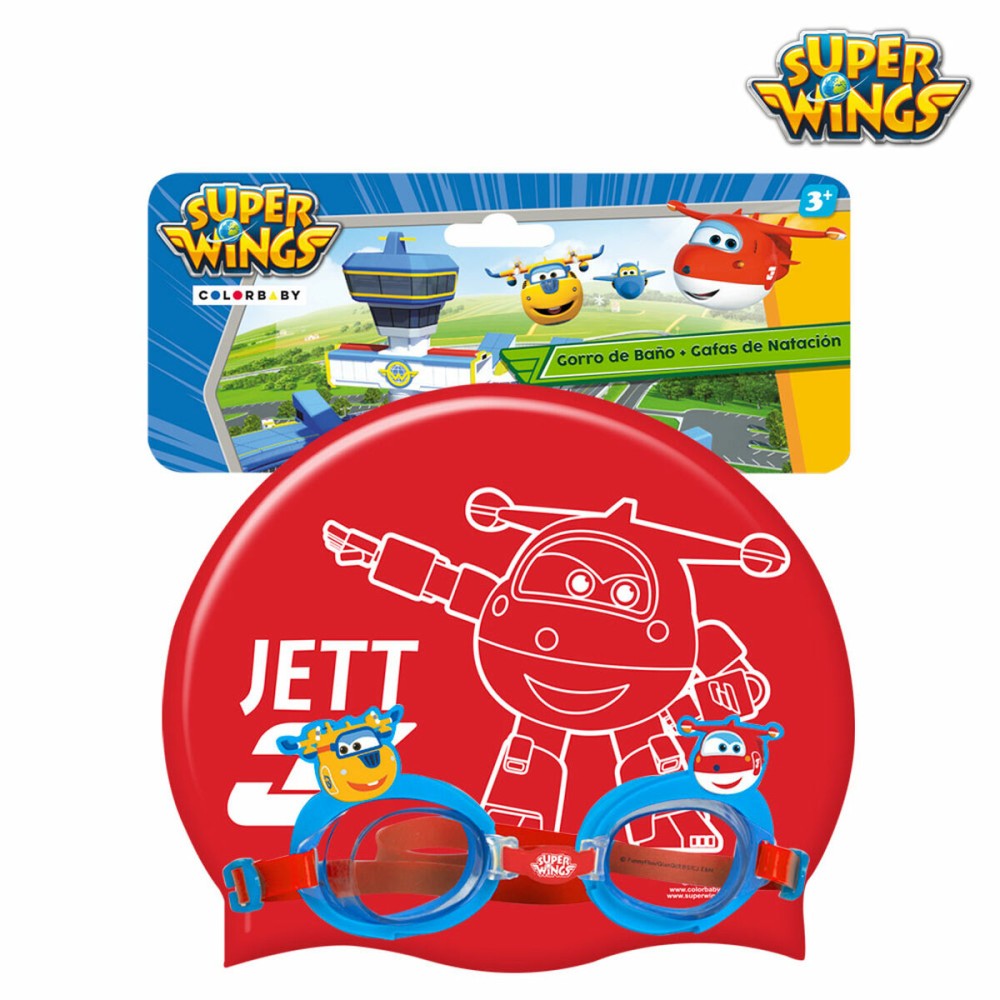 Bademütze und Schwimmbrille Super Wings Für Kinder (12 Stück)