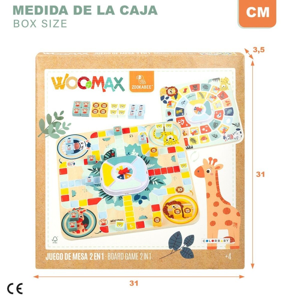 Parchís and Oca Board Woomax Zookabee 30 x 3 x 30 cm Children's animals (6 Units)