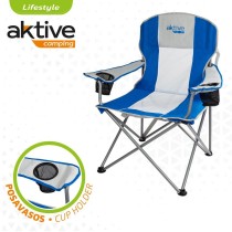 Foldable Camping Chair Aktive Blue Grey 57 x 97 x 60 cm (4 Units)