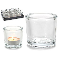 Bougeoir Transparent verre 6,5 x 6 x 6,5 cm (12 Unités)