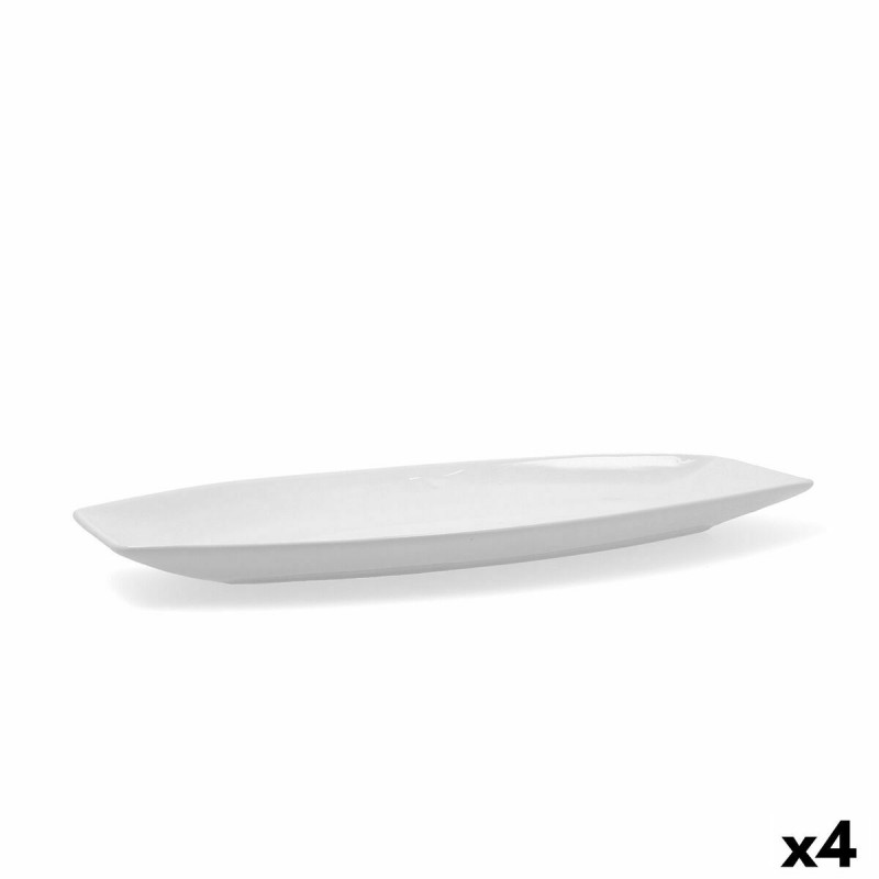 Plat à Gratin Quid Gastro Céramique Blanc (40 x 17,5 x 3,5 cm) (Pack 4x)