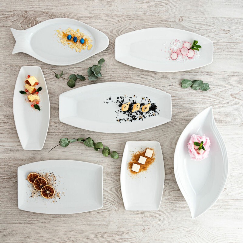 Serving Platter Quid Gastro Ceramic White (40 x 17,5 x 3,5 cm) (Pack 4x)