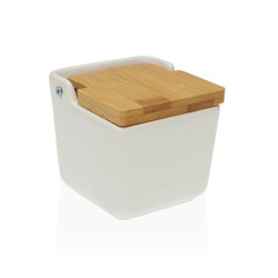 Salt Shaker with Lid Versa White Dolomite (9 x 8 x 9 cm)