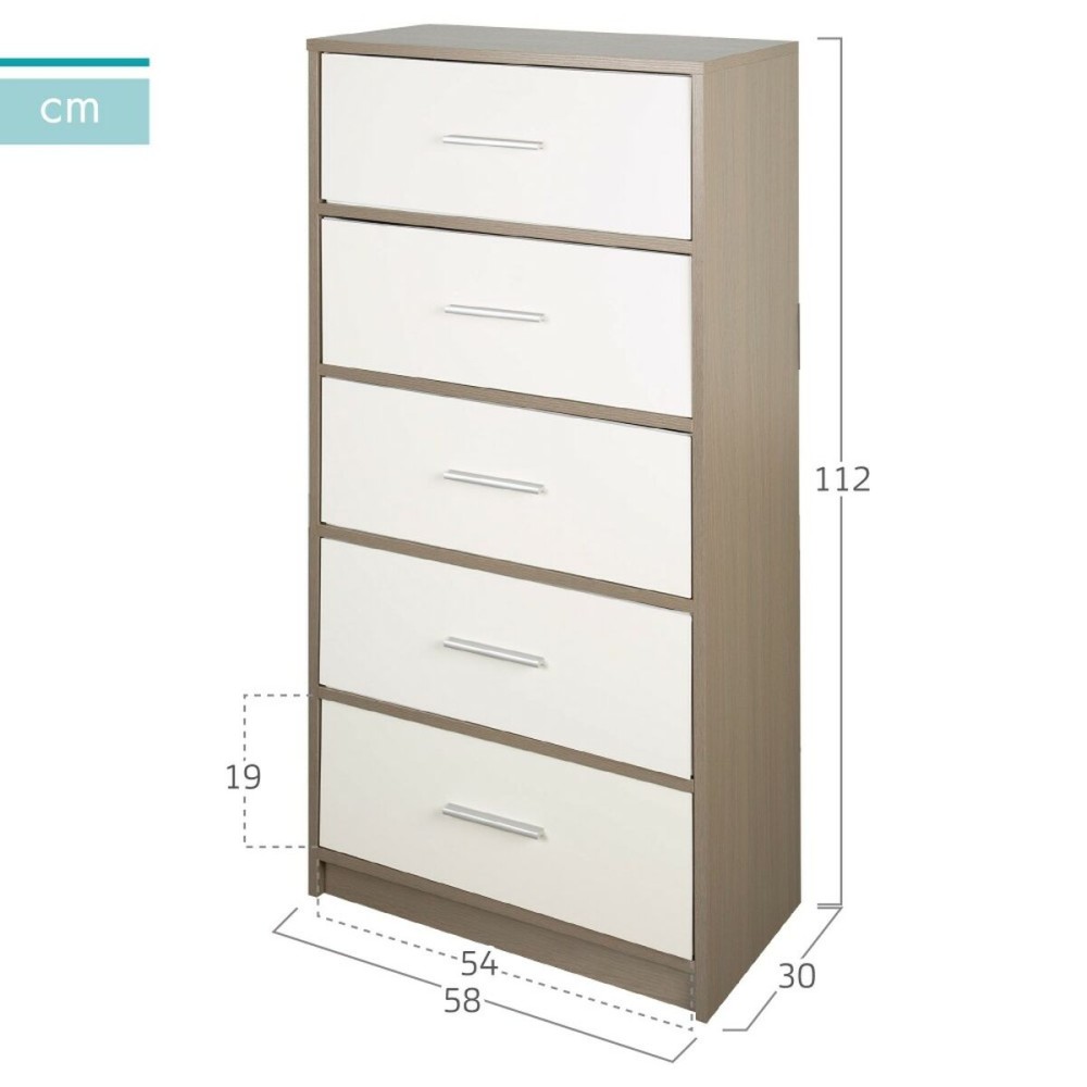 Chest of drawers Max Home White Grey Modern 58 x 112 x 30 cm